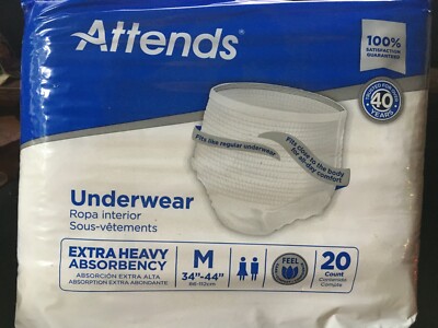 Attends Adult Pull Up On Underwear Diapers 20 Count Size Medium 34''-44'' ( LOT #1