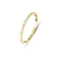 14K SOLID YELLOW GOLD DIAMOND WEDDING BAND, MINIMALIST DIAMOND RING