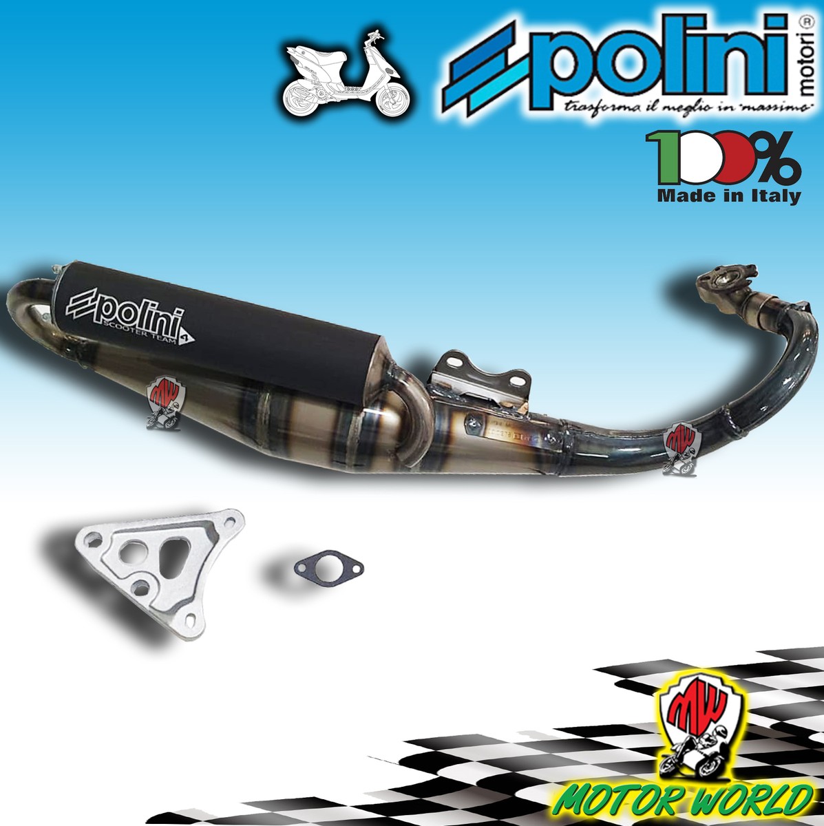 Polini Scooter Team Exhaust Yamaha Aerox 50 2T H2O