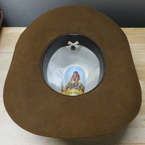 Vintage 4X Beaver John B. Stetson Brown Western Cowboy Hat 7 1/8 Made In USA - Picture 14 of 16