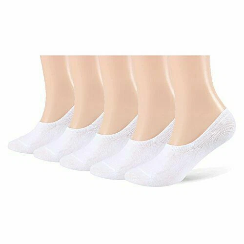 3-12 pares de calcetines de barco de algodón lisos invisibles blancos del tobillo para mujer Foto 4 de 4