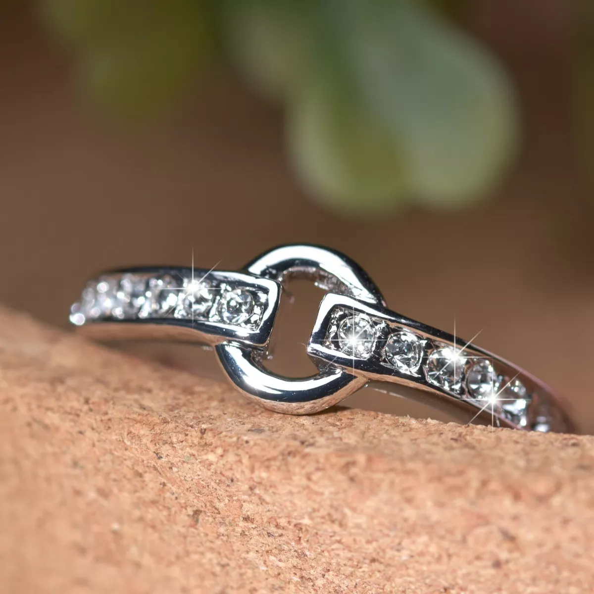 18k white gold plated made with Swarovski crystal engagement