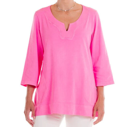 FRESH PRODUCE XL XXL Cosmos Pink $72 Jersey Cotton Tunic Top Pockets NWT