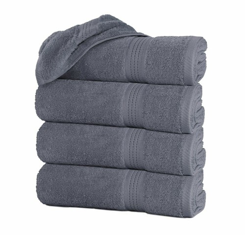 Large Bath Towels Pack of 4 100% Cotton 27"x55" Highly Absorbent Soft Multicolor - Picture 3 of 17