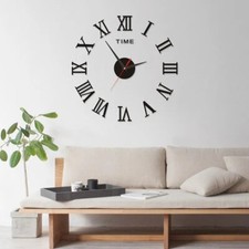 3D DIY Large Roman Numerals Luxury Mirror Wall Sticker Clock Home Decor 40cm
