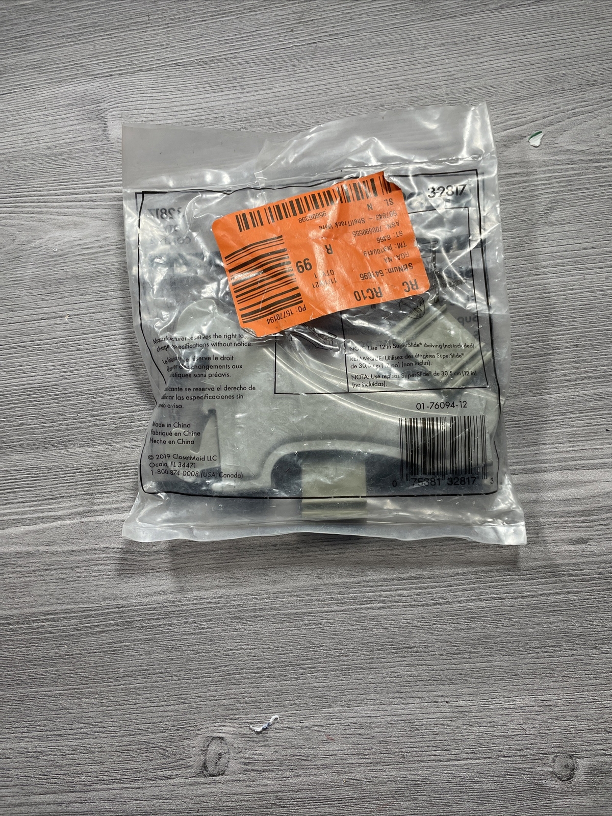 ClosetMaid Shoe Shelf Bracket for ShelfTrack in Nickel 32817 for sale