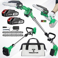 Tegatok Cordless  6" Pole Saw Mini Chainsaw 2-in-1 Tree Trimming Extension Rod