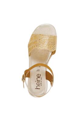 HEINE Damen Sandalette im Krokolook, camel-goldfarben
