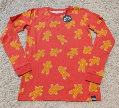 Whistle & Flute Gingerbread Pajama Top Shirt Kids Sz 11 12 Bamboo Organic Cotton - Image 1 of 4