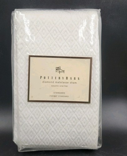 NEW Pottery Barn Diamond Matelasse Standard Sham White - Picture 1 of 5
