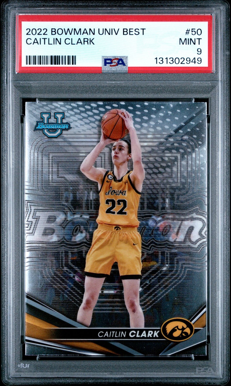 2022 BOWMAN UNIVERSITY BEST 50 CAITLIN CLARK PSA 9 2949