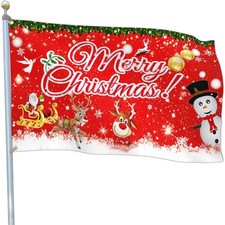 NASIAN Merry Christmas Flags 3x5 Outdoor Double Sided Reindeer Santa Snowman ...