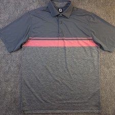 Footjoy Polo Large Gray Pink Colorblock Short Sleeve Golf Performance Stretch