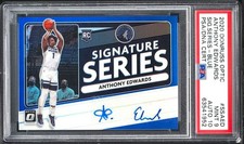 2020-21 Donruss Optic Signature Series Blue Anthony Edwards ROOKIE Auto/25 PSA 9