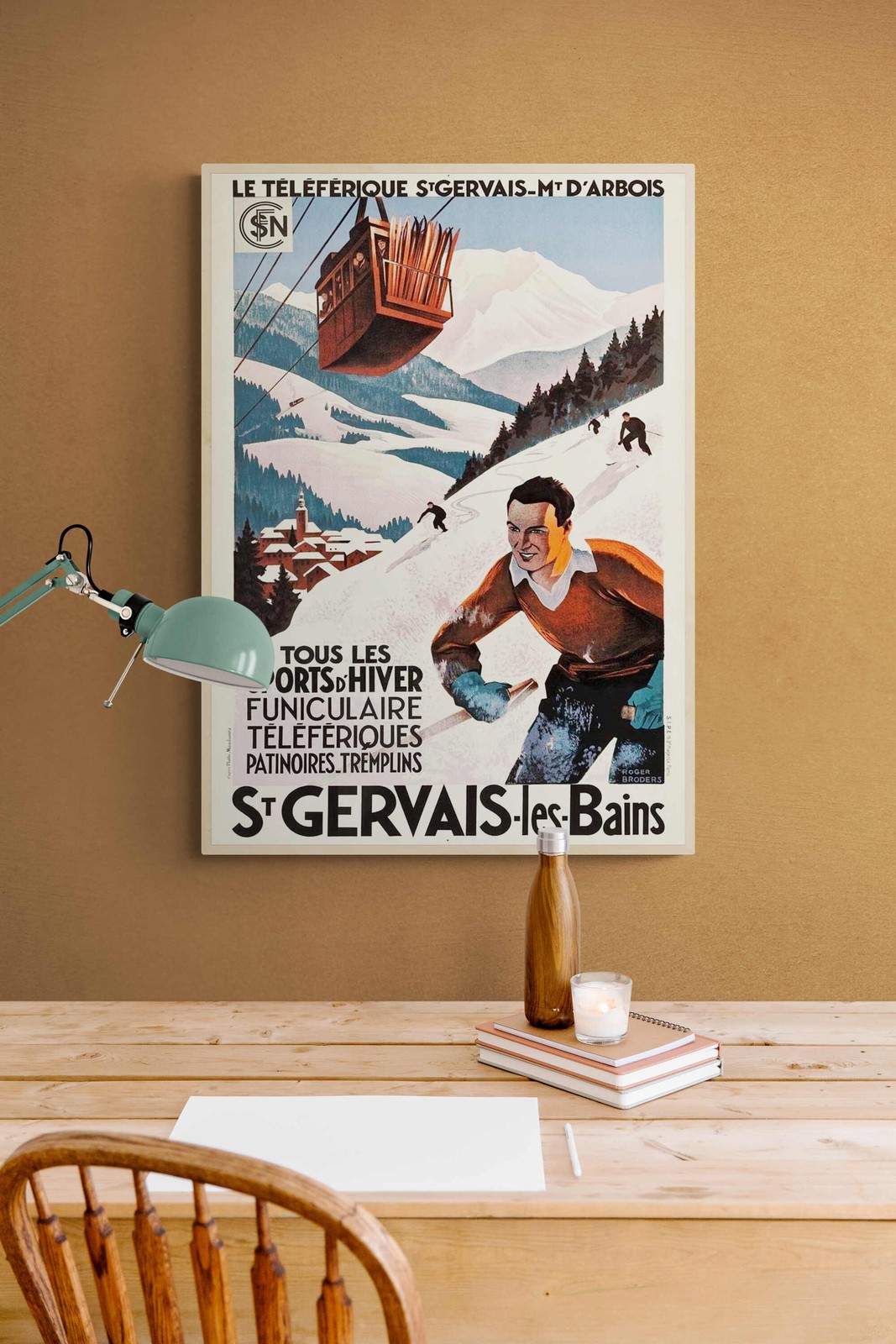 Poster St Gervais Les Bains sci retrò stampa viaggio stampa vintage belle arti foto 5