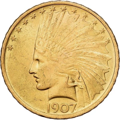États-Unis, $10, Eagle, Indian Head, 1907 (AH 1293/33), U.S. Mint, Or, TTB+ - Photo 1/2