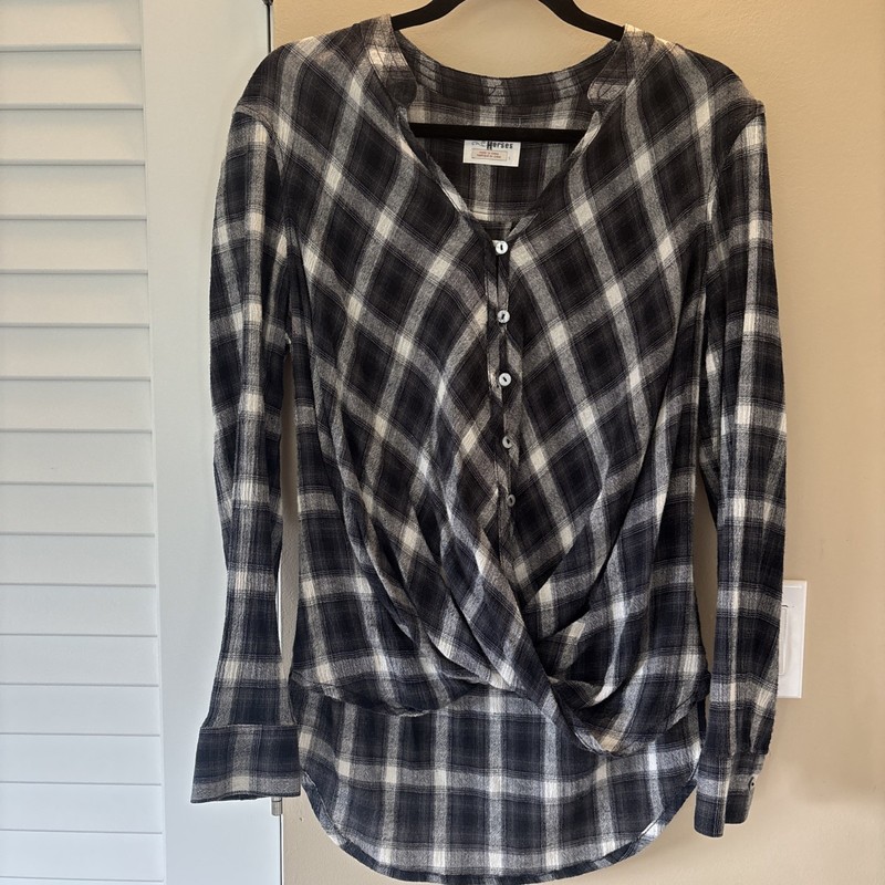 Holding Horses Anthro Western Inspired Bk/ White Long Sleeve Button Down Size S