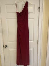 Lauren Ralph Lauren Red One Shoulder Ruched Evening Gown Maxi Dress Size 12