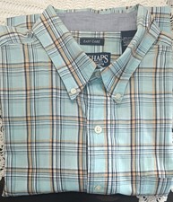 CHAPS EASY CARE  Dress Shirt Mens L Check Long Sleeve Button Up