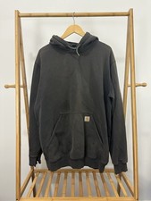 VTG Gradient Sun Faded Black Carhartt Thick Worn Hoodie Sweatshirt Size L TALL