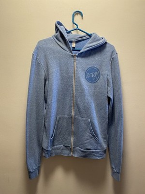 KCRW 89.9 LA RADIO STATION Hooded Sweatshirt Blue Mens Large L Hoodie