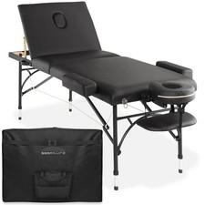 Portable Massage Table - Tri-Fold Aluminum Legs with Carrying Case - Black