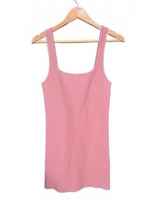 Forever 21 Y2K Pink Ribbed Balletcore Square Neck Soft Girl Tank Cami Dress