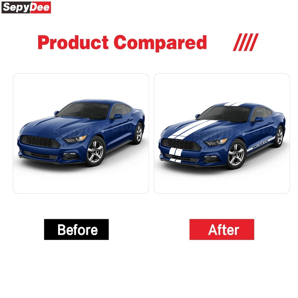Kit de calcomanías a rayas adhesivas cola techo capó coche edición limitada para Ford Mustang Foto 3 de 4