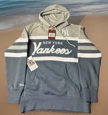MITCHELL  NESS AUTHENTIC NEW YORK YANKEES M 110 RETAIL HEAD COACH HOODIE GRAY