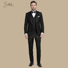 Black 3 Piece Tuxedo Suit Men Wedding Groom Prom Forma Groomsmen Party Wear Set