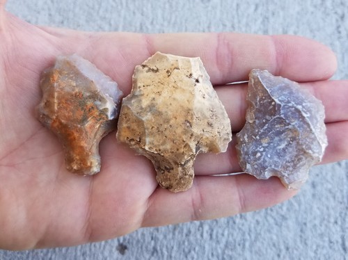 Lot of 3 Aterian Arrowhead Point Neanderthal Morrocco African artifact 50,000 BC