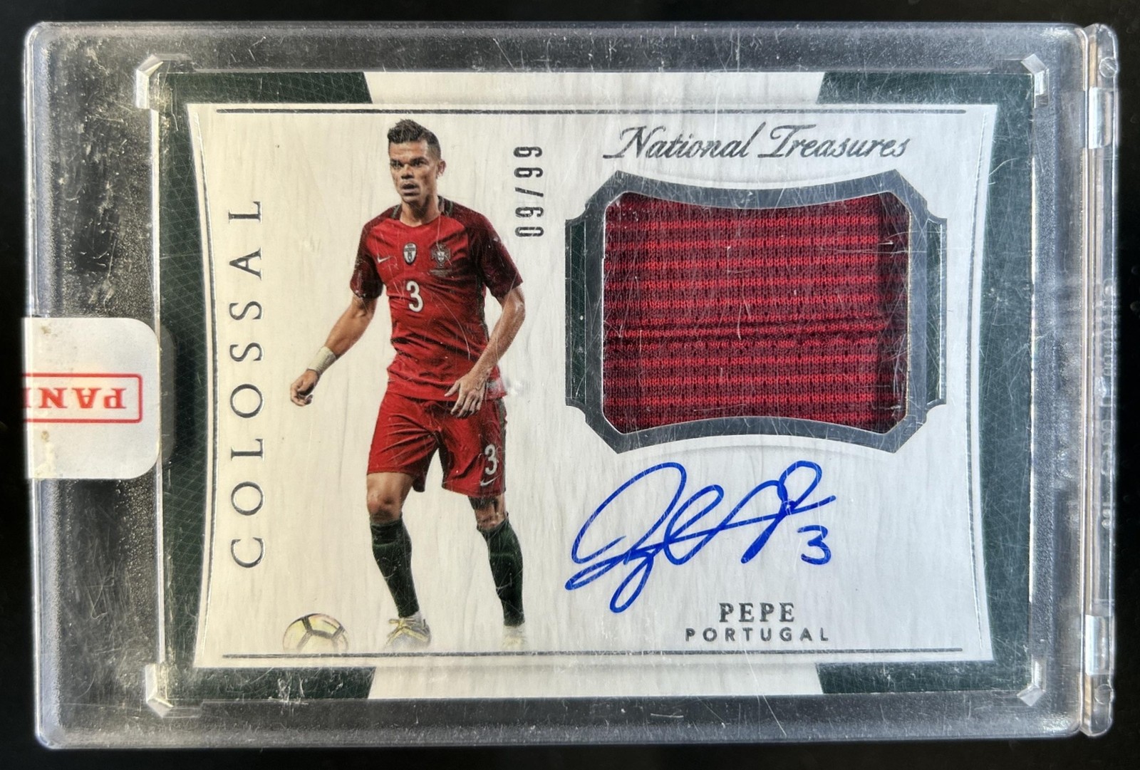 2018 Panini National Treasures Pepe Colossal Jersey Auto Autograph #/99 Portugal view 1