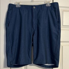 PEBBLE BEACH Men's Dry-Luxe Performance Comfort Waist Shorts Size 34 Navy Blue