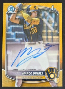 Marco Dinges 2025 Bowman Chrome Gold Shimmer 20/50 1st Auto Brewers SP