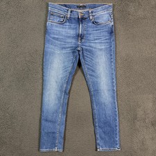 Nudie Jeans Mens 32x30 Blue Lean Dean Slim Fit Stretch Medium Wash Denim Pants