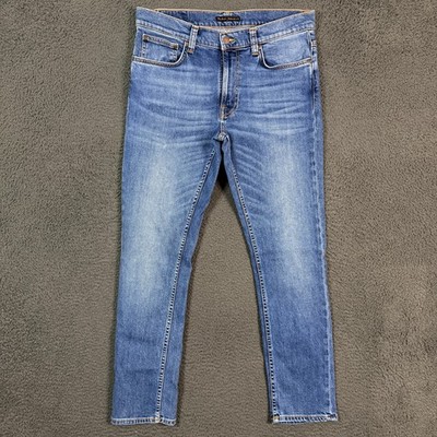Nudie Jeans Mens 32x30 Blue Lean Dean Slim Fit Stretch Medium Wash Denim Pants