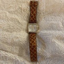Skagen Women's Square Dial Watch with Brown Leather Strap And Rhinestones