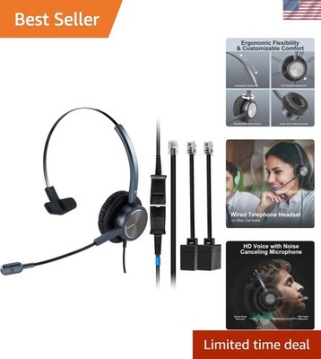 Professional Quality Call Center Headset with QD-RJ9 Jack & Noise Control