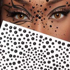 Black Crystal Face Gems Rhinestone Stickers - 700pcs Shiny Self Adhesive Body...