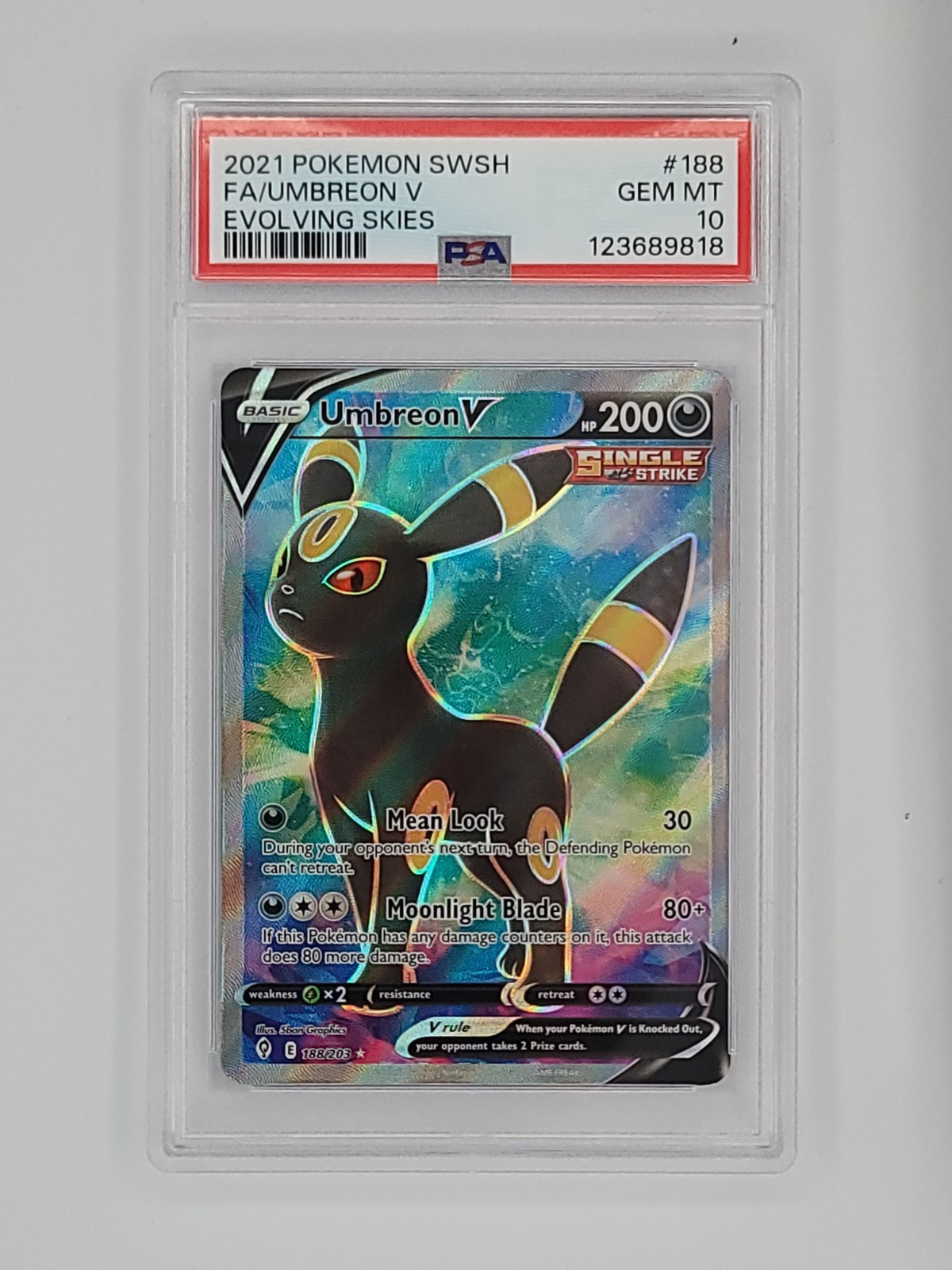 SWSH07 Evolving Skies 188/203 Umbreon V PSA 10 Full Art