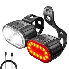 Bicycle Bike Front Headlight and Rear Tail Light USB Rechargeable LED Waterproof