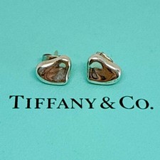 Tiffany  Co. Full Heart 10mm Small Stud Earrings Sterling Silver 925 no/Box