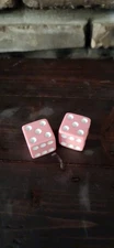 Vintage Pair of 1 inch Pink Dice 