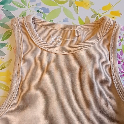 Tank Cropped Women's Staple Ribbed Contour Size XS Nude Beige FSBN Sister - Picture 3 of 10