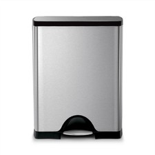  NEW SimpleHuman 13 Gallon Step Trash Can, Rectangular Silver , for Kitchen