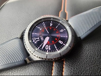 Samsung Gear S3 Frontier 46 mm Steel Case with Black Silicone Band Smart Watch -