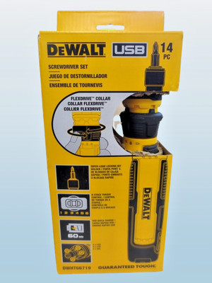 DEWALT USB RECHARGEABLE DWHT66719 FLEXDRIVE CORDLESS SCREWDRIVER 14PCS SET