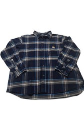 Carhartt Rugged Flex Relaxed Fit Long Sleeve Blue Plaid Flannel Shirt 2XL E1.8