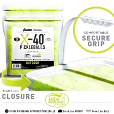 Franklin Sports 36-Pack X-40 Outdoor Pickleballs, Size Regular, Yellow