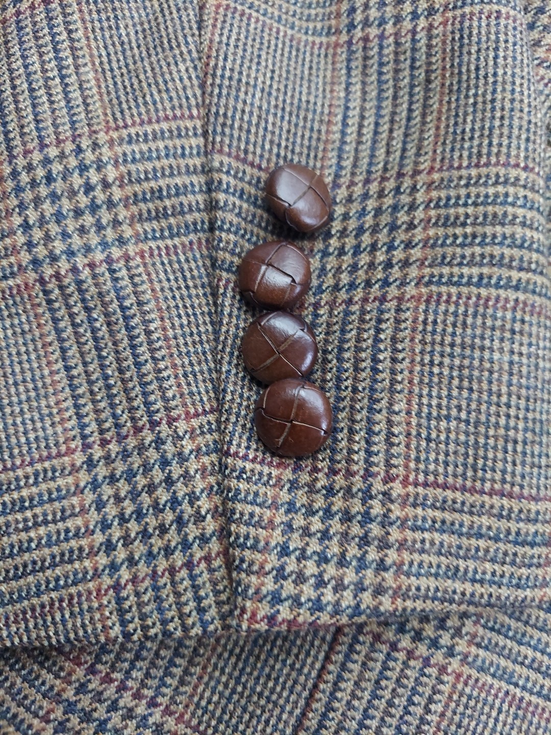 Vtg Austin Reed Jacket Blazer 36 R Brown Houndstooth Tweed Elbow Patch USA Made